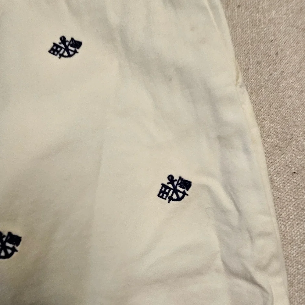 Polo Ralph Lauren Mens 36 White Embroidered Anchor Flag Chino Shorts Preppy